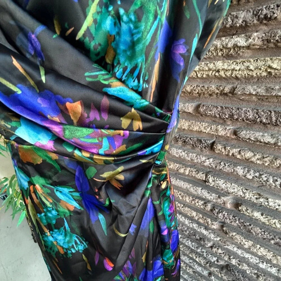 London Style Nights Colorful Open Back Abstract Print Sleeveless Dress Size 16 - Picture 4 of 9